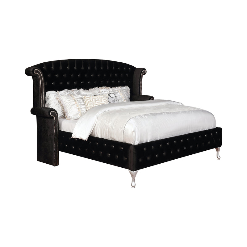 Deanna Button Tufted Mirror Black