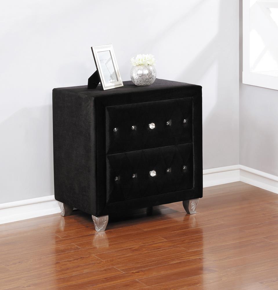 Deanna 2 Drawer Rectangular Nightstand Black