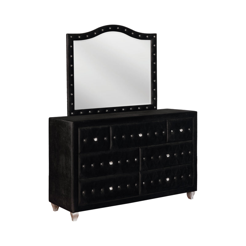 Deanna Button Tufted Mirror Black