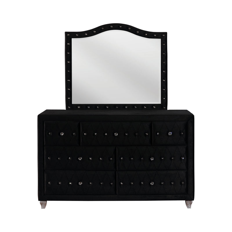 Deanna Button Tufted Mirror Black