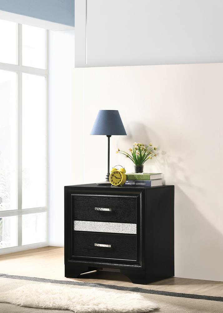 Miranda 2 Drawer Nightstand Tray Black