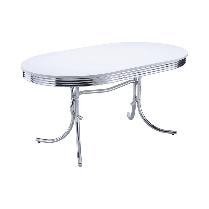 Retro Round Dining Table Glossy White And Chrome