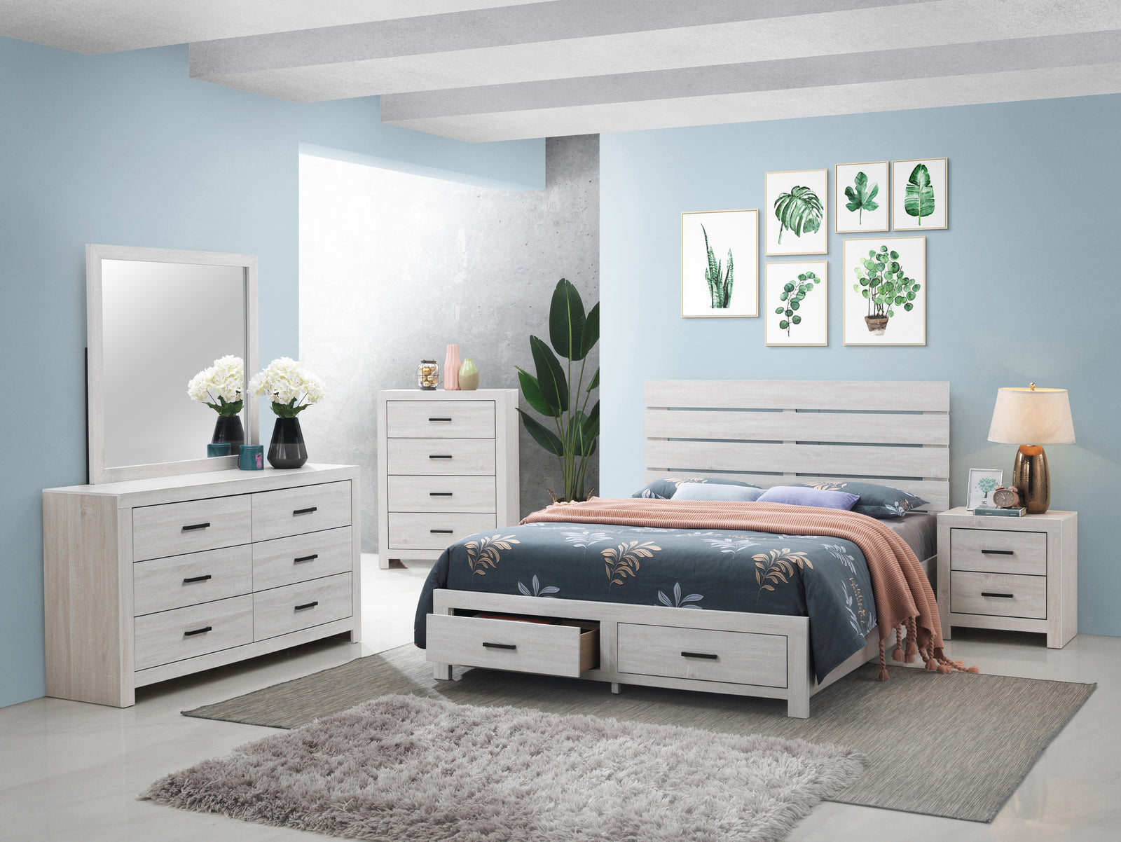 Brantford King Storage Bed Coastal White