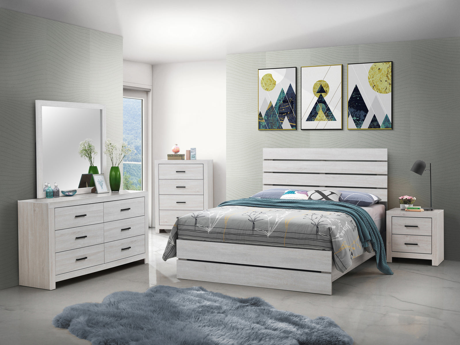 Brantford King Panel Bed Coastal White