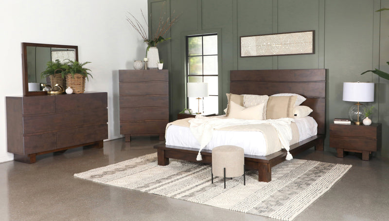 Genevieve King Platform Bed Dark Brown