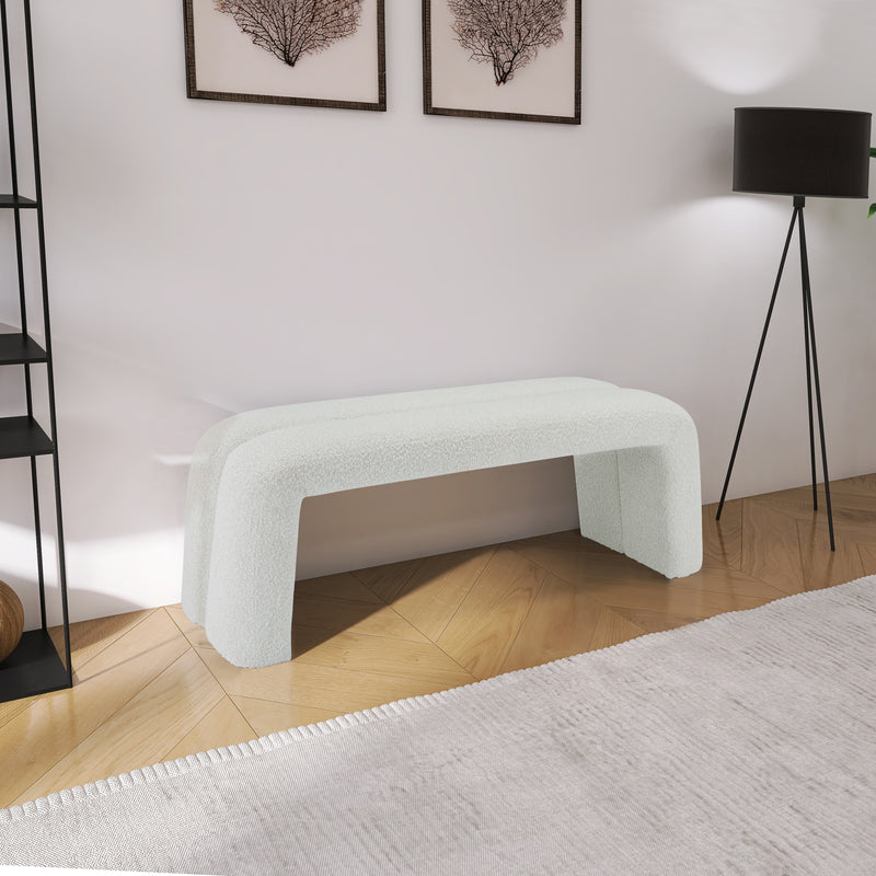 Arc Cream Boucle Fabric Bench