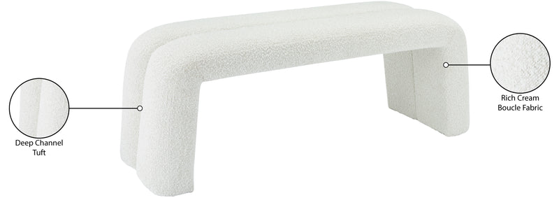 Arc Cream Boucle Fabric Bench