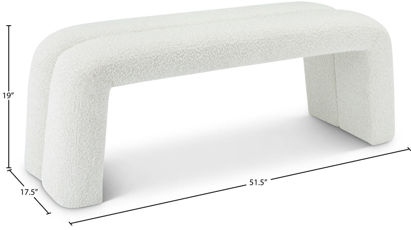 Arc Cream Boucle Fabric Bench