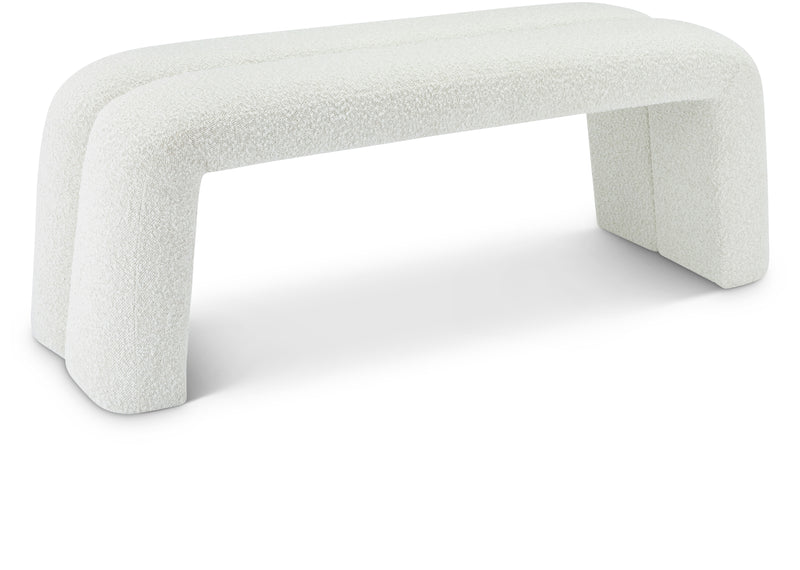 Arc Cream Boucle Fabric Bench