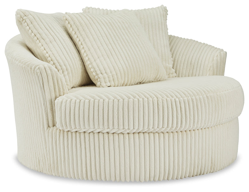 Lindyn Ivory Velvet Oversized Swivel Accent Chair