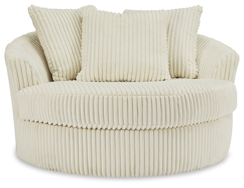 Lindyn Ivory Velvet Oversized Swivel Accent Chair