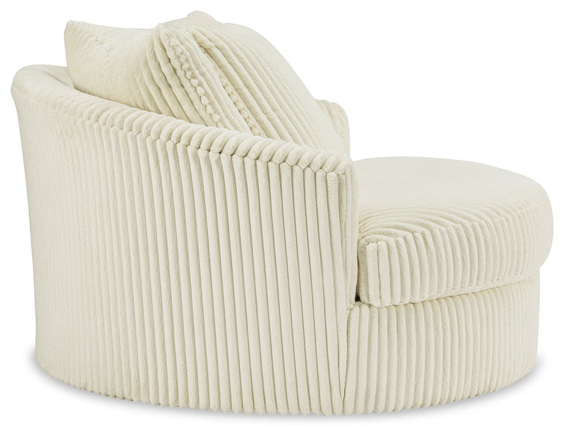 Lindyn Ivory Velvet Oversized Swivel Accent Chair