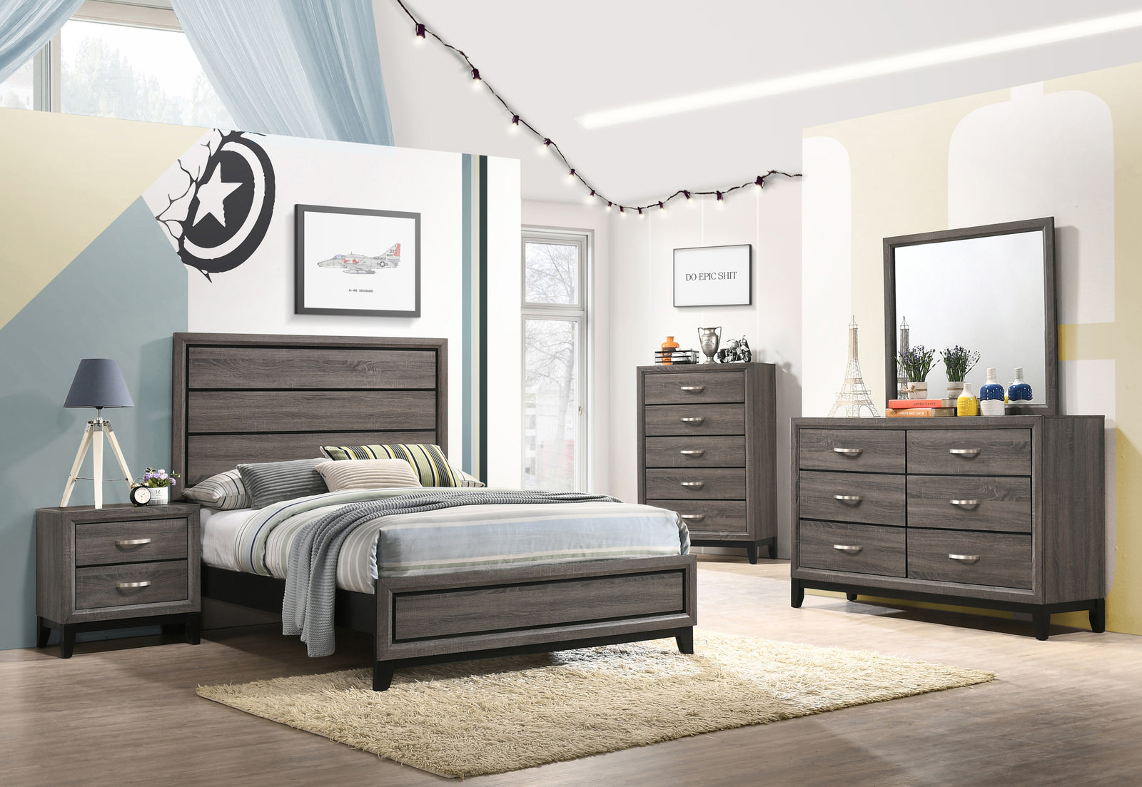 Watson Full Panel Bed Grey Oak