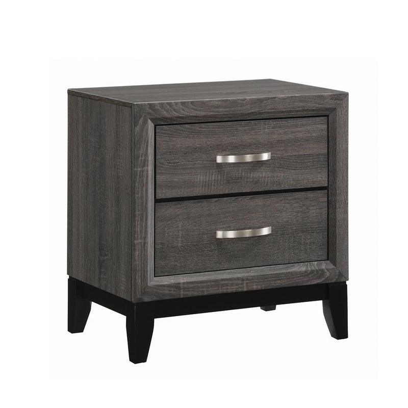 Watson 2 Drawer Nightstand Grey Oak And Black