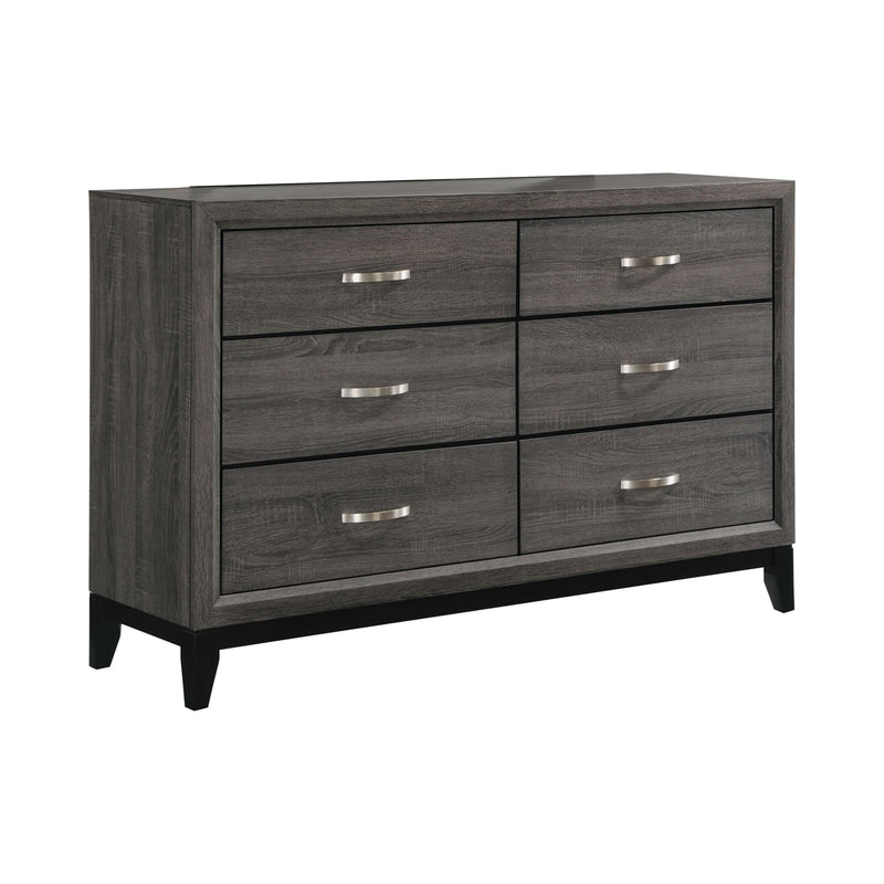 Watson 5 Drawer Chest Grey Oak And Black