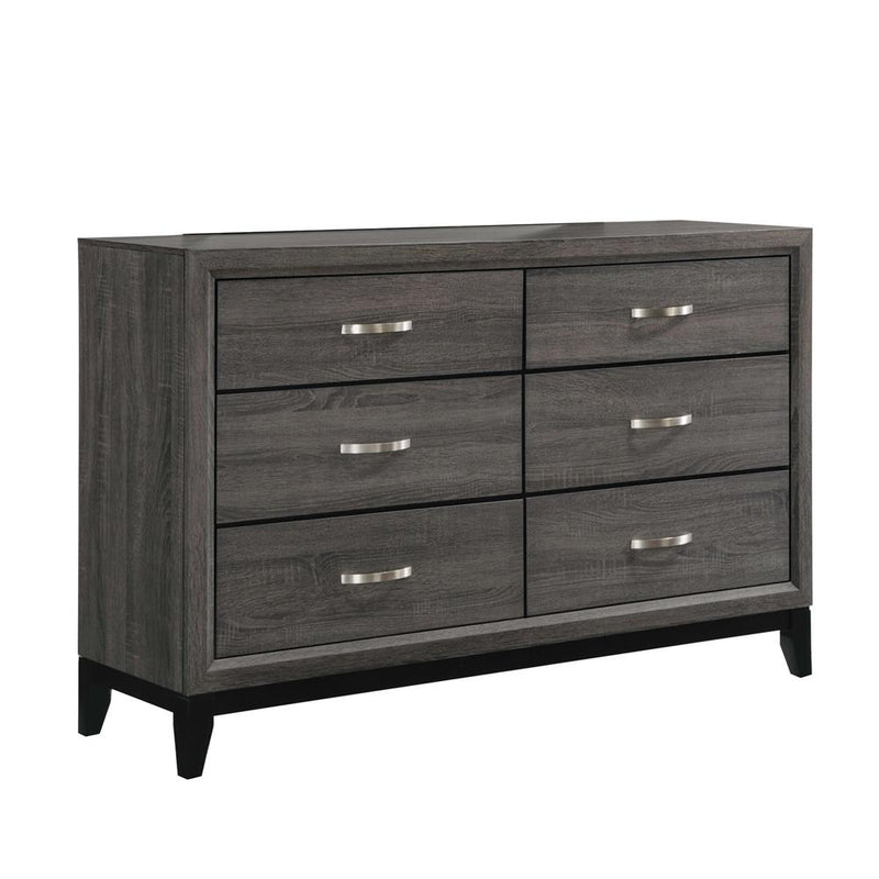 Watson 6 Drawer Dresser Grey Oak And Black