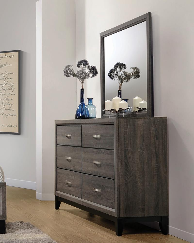 Watson 6 Drawer Dresser Grey Oak And Black