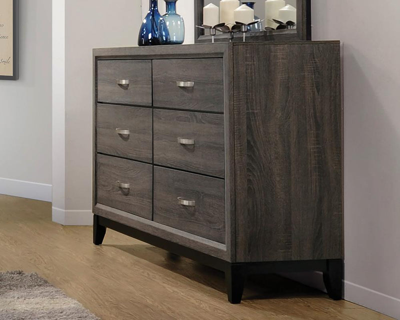 Watson 6 Drawer Dresser Grey Oak And Black