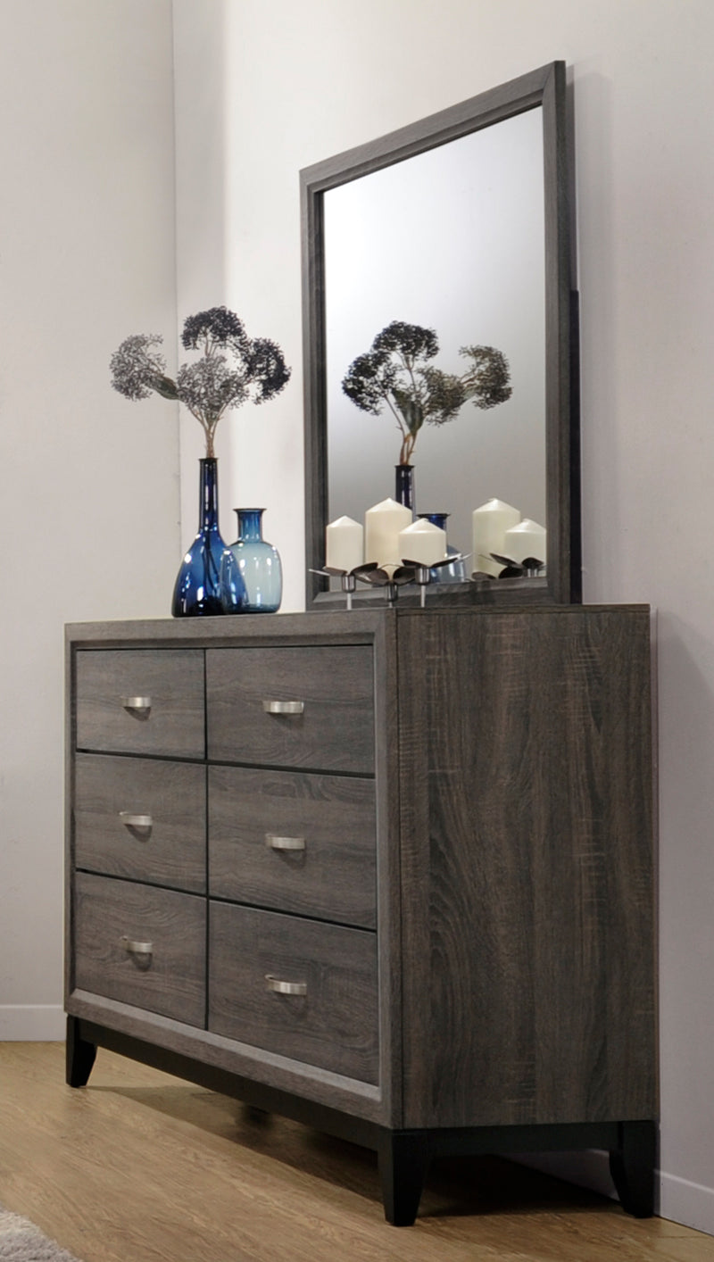 Watson 6 Drawer Dresser Grey Oak And Black