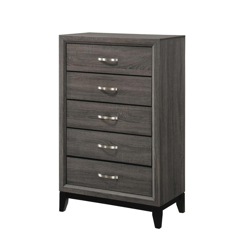 Watson 5 Drawer Chest Grey Oak And Black