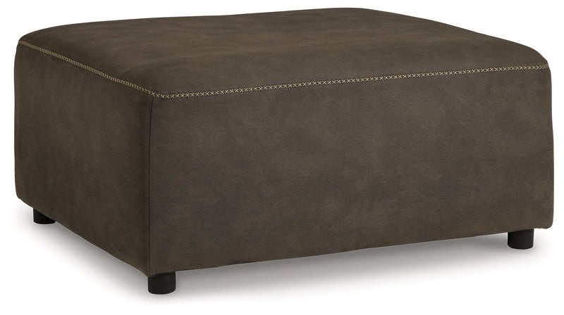 Allena Gunmetal Faux Leather Oversized Accent Ottoman