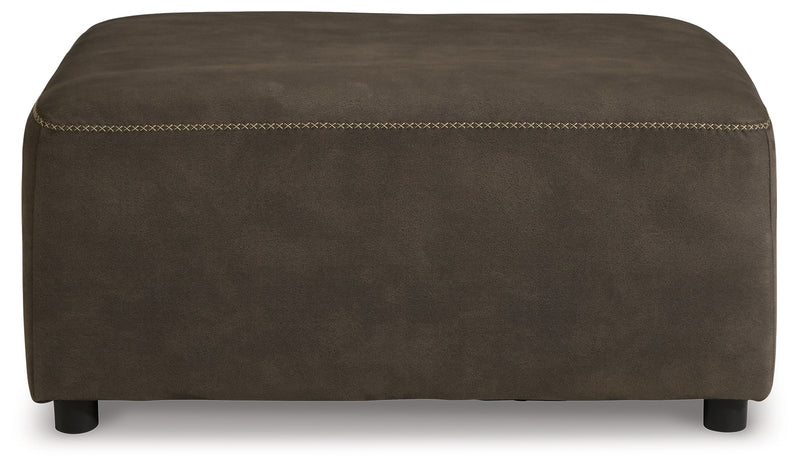 Allena Gunmetal Faux Leather Oversized Accent Ottoman