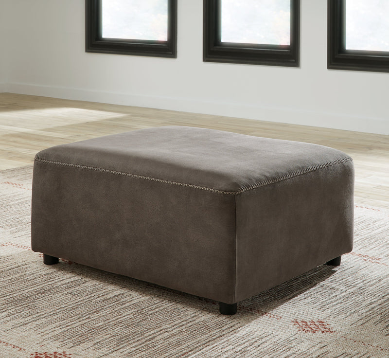 Allena Gunmetal Faux Leather Oversized Accent Ottoman