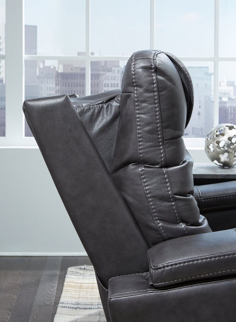 Composer Gray Faux Leather Power Recliner