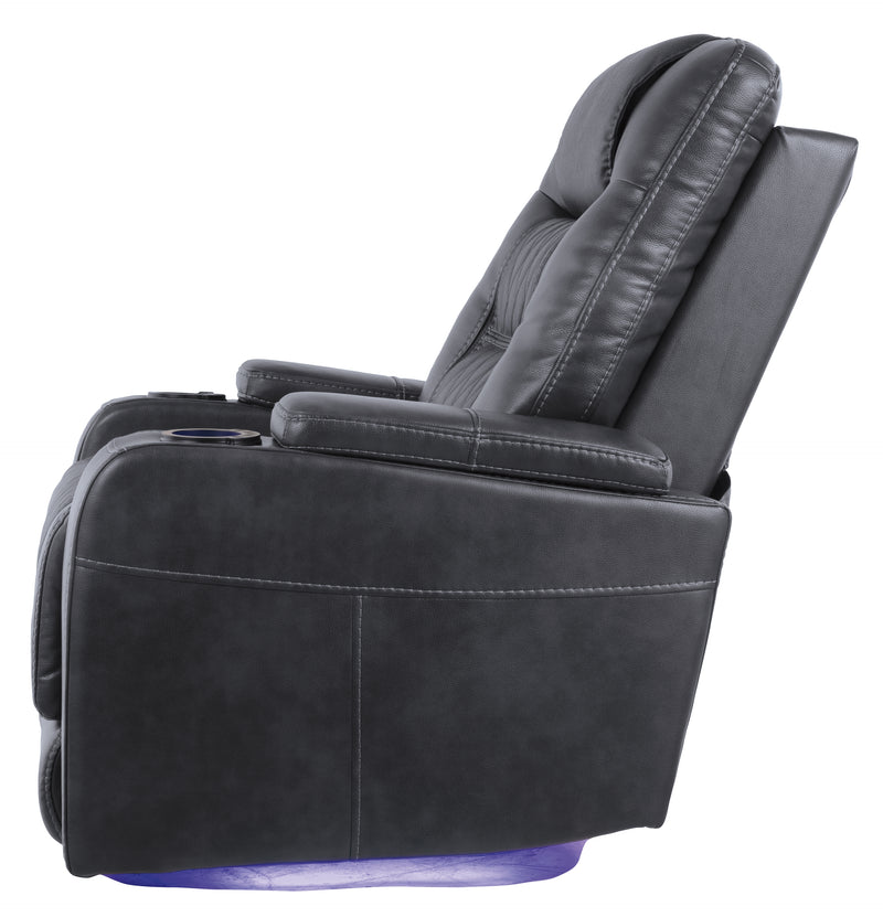 Composer Gray Faux Leather Power Recliner