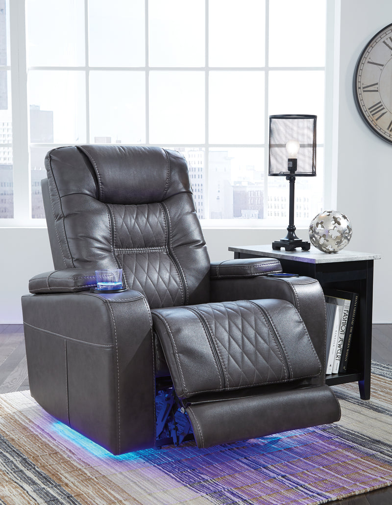 Composer Gray Faux Leather Power Recliner