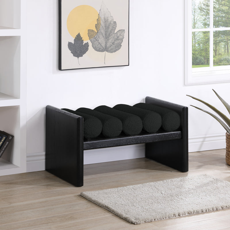 Waverly Black Boucle Fabric Bench