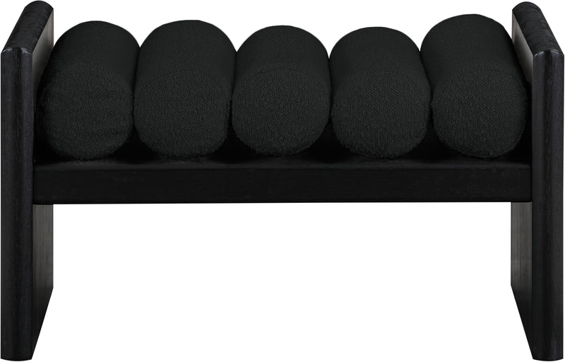 Waverly Black Boucle Fabric Bench