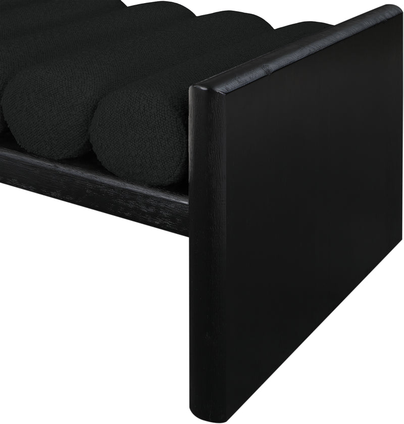 Waverly Black Boucle Fabric Bench