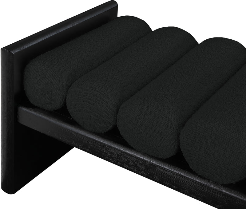 Waverly Black Boucle Fabric Bench