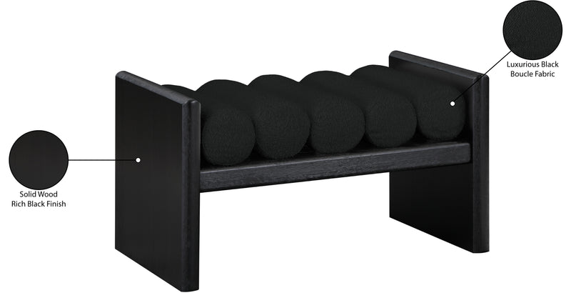 Waverly Black Boucle Fabric Bench