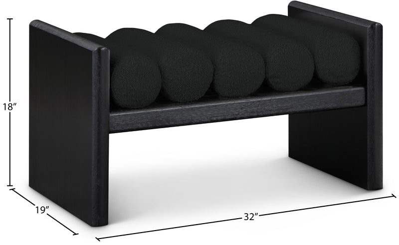 Waverly Black Boucle Fabric Bench