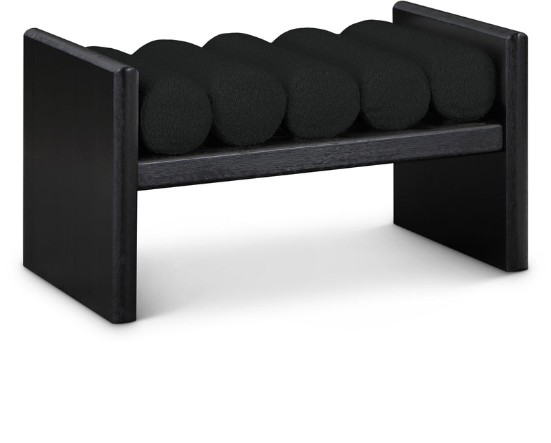 Waverly Black Boucle Fabric Bench