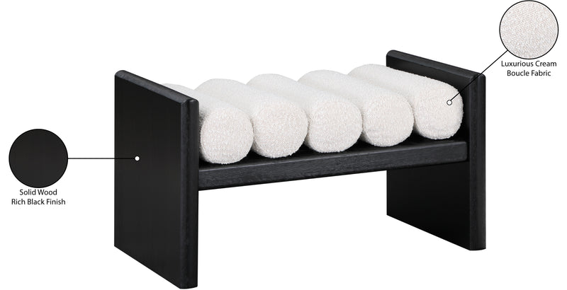 Waverly Cream Boucle Fabric Bench