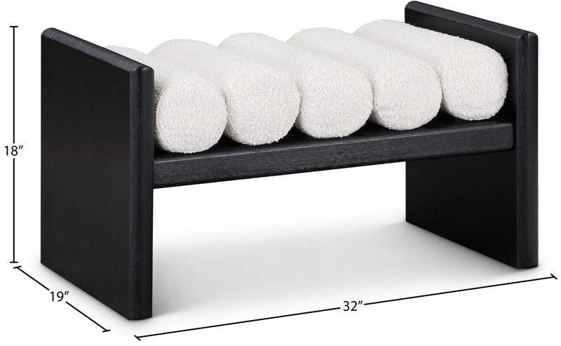 Waverly Cream Boucle Fabric Bench