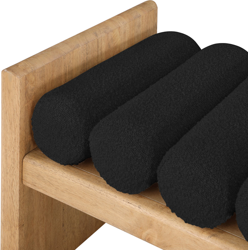 Waverly Black Boucle Fabric Bench 177Black