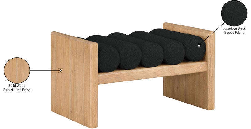 Waverly Black Boucle Fabric Bench 177Black