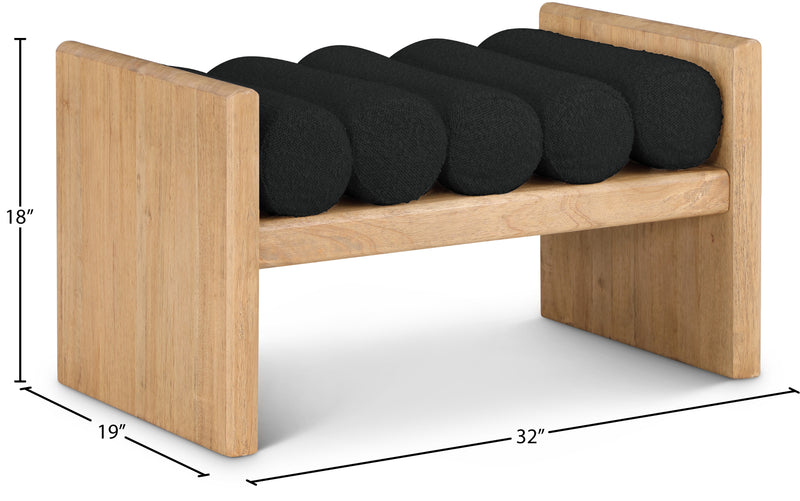 Waverly Black Boucle Fabric Bench 177Black