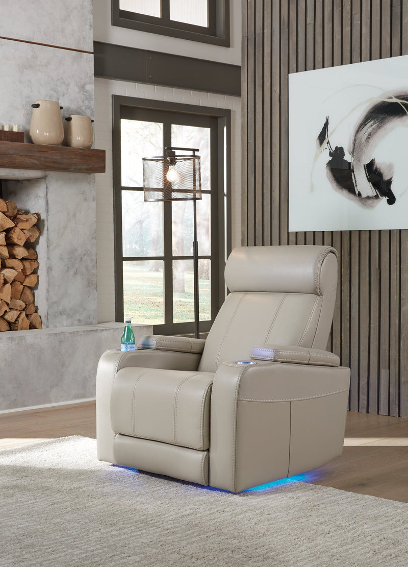 Screen Time Stone Faux Leather Power Recliner