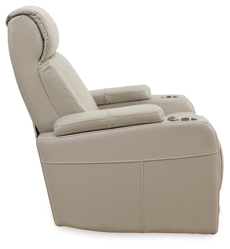 Screen Time Stone Faux Leather Power Recliner