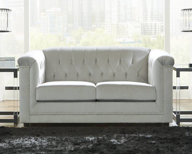 Josanna Navy Velvet Loveseat