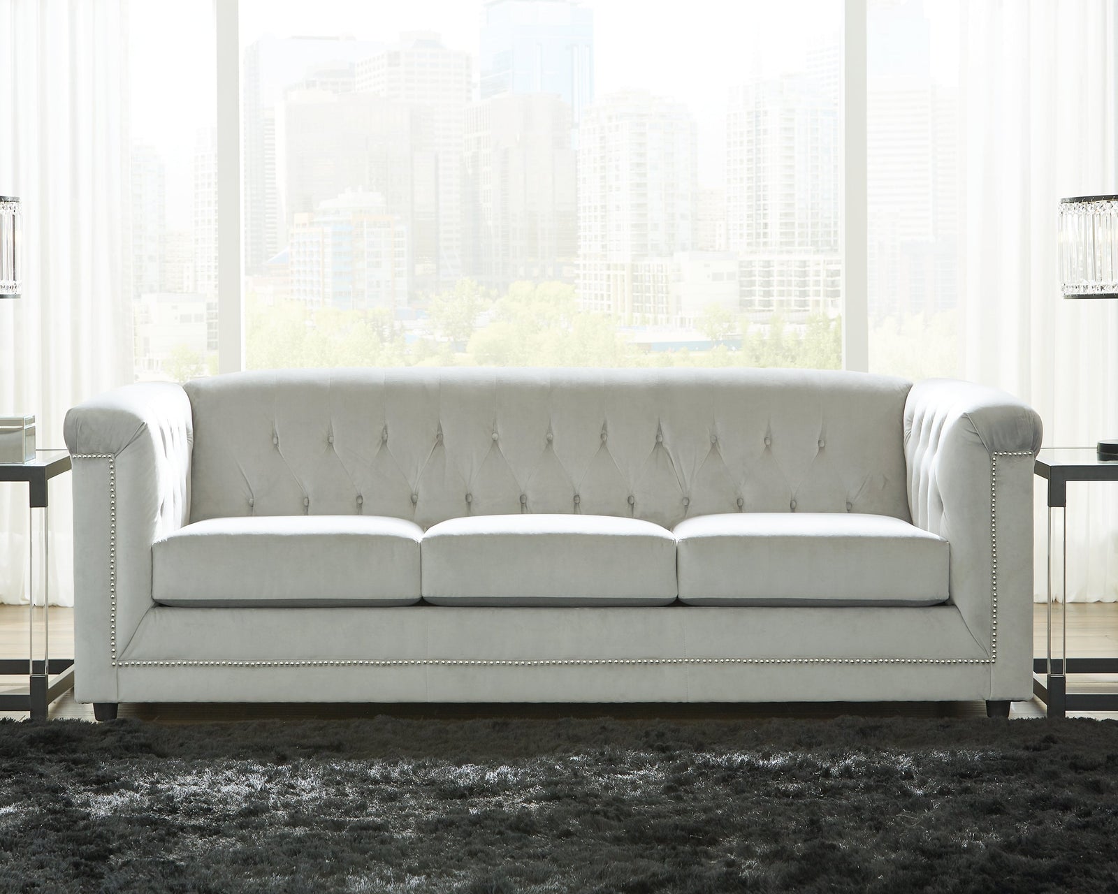 Josanna Gray Velvet Sofa