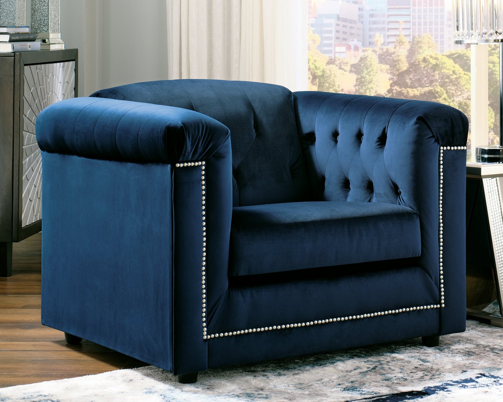 Josanna Navy Velvet Chair