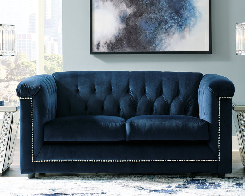 Josanna Navy Velvet Loveseat