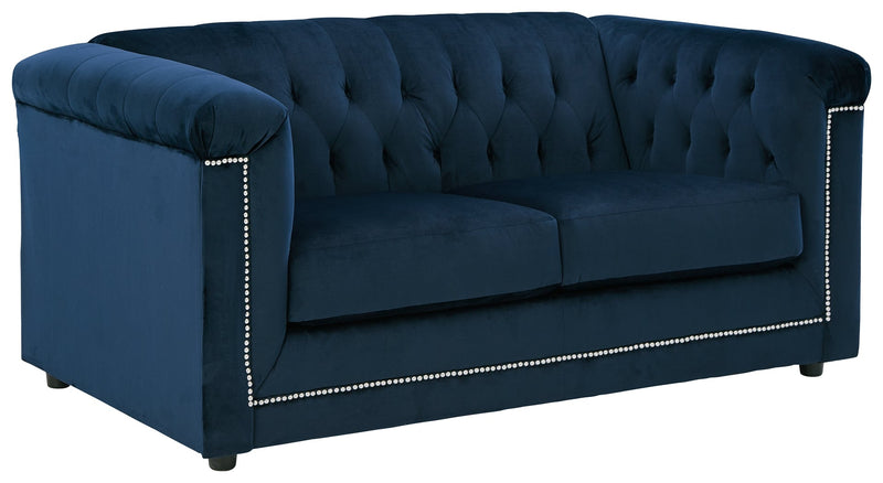 Josanna Navy Velvet Loveseat