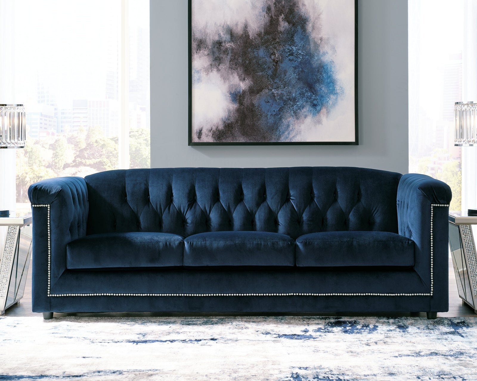 Josanna Navy Velvet Sofa